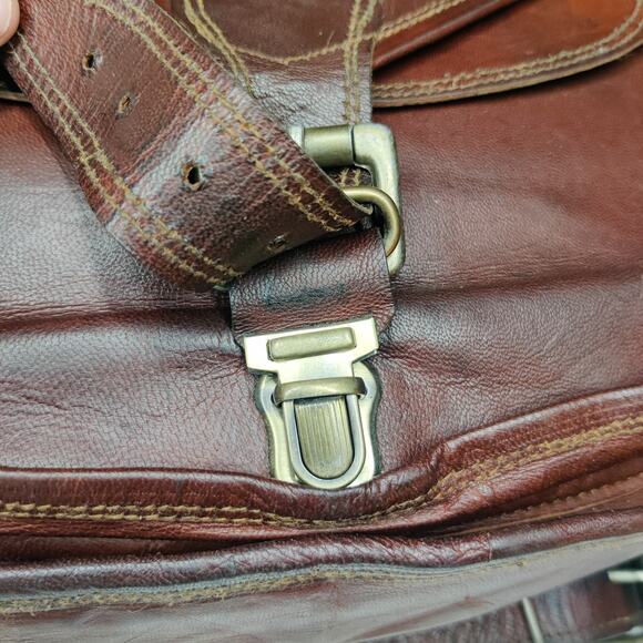 Satchel & Fable 11.5" Crossbody Vintage Brown Leather Handmade Messenger Bag - Picture 16 of 16